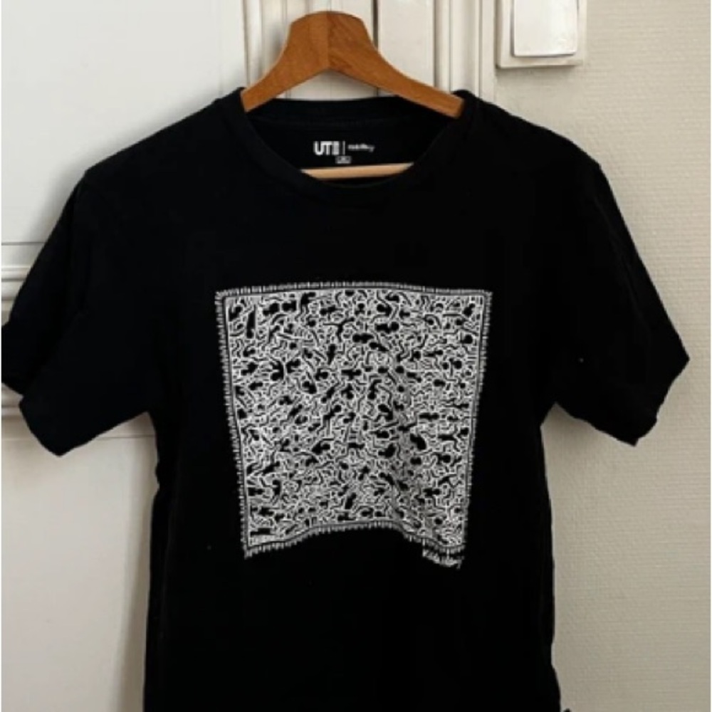 Black Graphic Tee with White Bandana Print - Men's Shirt